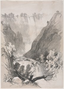 Luonnoksia kotona ja ulkomailla: Ternin putoukset, 1830. tekijältä James Duffield Harding