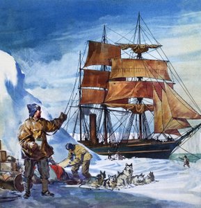 Terra Nova Etelämantereella (guassi paperille) tekijältä James Edwin McConnell