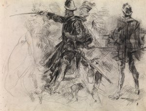 Don Quijote (musta liitu paperille) tekijältä James Ensor
