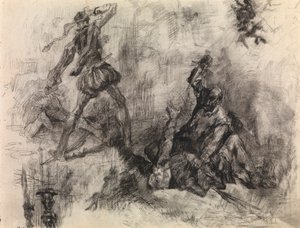 Don Quijote (kynä ja musta liitu paperille) tekijältä James Ensor
