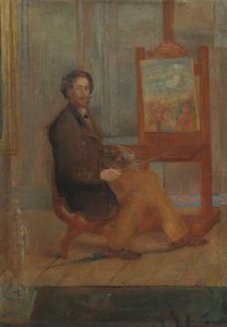 Ensor työpöydän ääressä, noin 1886 (öljy kankaalle).