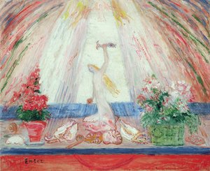 "Maan kukat, meren kasvisto valon naurun alla" (öljy kankaalle) tekijältä James Ensor
