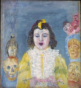 Tyttö ja naamiot (ehtoollinen) tekijältä James Ensor