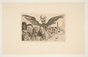 Les septs p?ch?s capitaux domin?s par la mort (Kuoleman hallitsemat seitsemän kuolemansyntiä), portfoliosta Les p?ch?s capitaux (Kuolemansynnit) tekijältä James Ensor