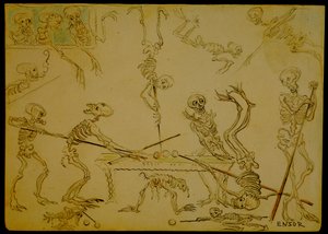 Skelette beim Billardspielen tekijältä James Ensor
