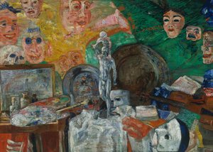 Asetelma studiossa tai Attributes of the Arts tekijältä James Ensor