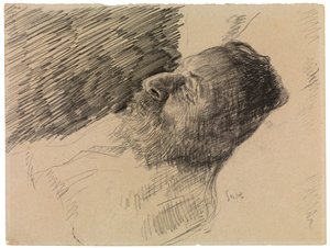 Taiteilijan isä kuolemassa (kynä paperilla) tekijältä James Ensor