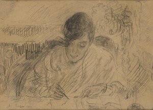 Kirjettä kirjoittava nainen (Ensorin sisar) tekijältä James Ensor