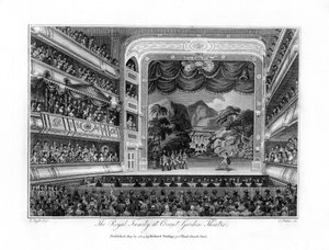 Kuninkaallinen perhe Covent Garden Theatressa Lontoossa, 1804. tekijältä James Fittler