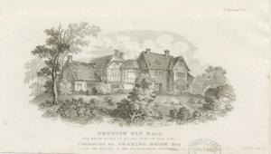 Shelton Old Hall: teräskaiverrus (vinjetoitu), nd [c 1843] (painettu) tekijältä James Flewitt Mullock