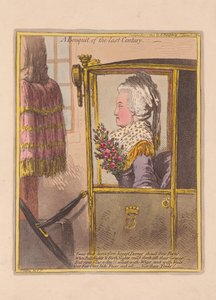 Viime vuosisadan kukkakimppu, pubi. 1802 (käsinvärinen kaiverrus) tekijältä James Gillray