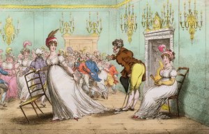 A Broad Hint of Not Meaning to Dance, julkaissut Hannah Humphrey vuonna 1804 (käsinvärinen etsaus)
