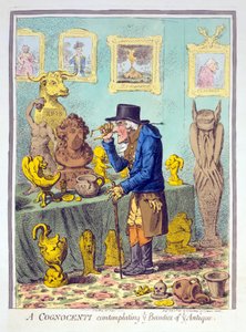 A Cognocenti contemplating ye Beauties of Ye Antique, pub. Hannah Humphrey, 11. helmikuuta 1801 (käsin väritetty kaiverrus).