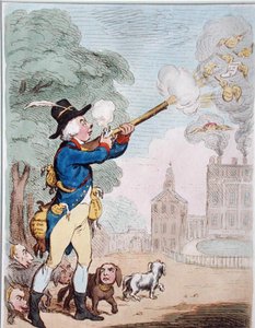 A Good Shot tai Billy-Ranger the Game-Keeper hienossa urheilumaassa, julkaissut Hannah Humphrey vuonna 1792 (käsinvärinen etsaus) tekijältä James Gillray