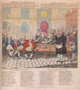 Vapaamuurarien anekdootti, pubi. 1786 (käsinvärinen kaiverrus)