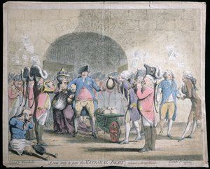A New Way to Pay the National Debt, julkaissut W. Holland vuonna 1786 (käsinvärinen etsaus ja kaiverrus)
