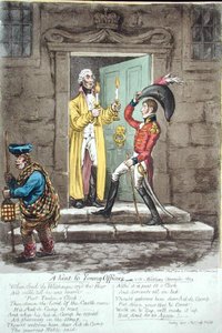Vihje nuorille upseereille, Hannah Humphreyn vuonna 1804 julkaisema (käsinvärinen etsaus) tekijältä James Gillray