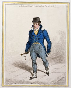 All Bond Street Trembled as he Strode, julkaisija Hannah Humphrey, 1802 (etsaus ja kaiverrus)