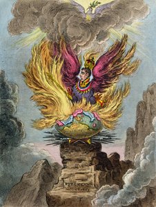Apotheosis of the Corsican Phoenix, julkaissut Hannah Humphrey vuonna 1808 (käsinvärinen etsaus)