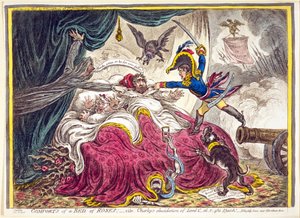 Ruusuvuoteen mukavuudet: pub. Hannah Humphrey, 21. huhtikuuta 1806 (käsin väritetty kaiverrus).