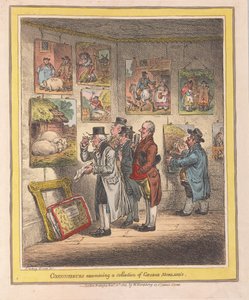 Asiantuntijat tutkivat George Morlandsin kokoelmaa, pubi. 1807 (käsinvärinen kaiverrus)