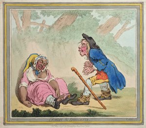 Cymon und Iphigenia, Hannah Humphreyn vuonna 1796 julkaisema (käsinvärinen etsaus)