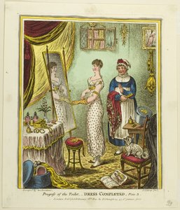 Mekko valmis, levy kolme sarjasta "Progress of the Toilet". tekijältä James Gillray