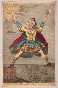 Dun-Shaw, yksi jalka Leadenhall Streetillä ja toinen Bengalin maakunnassa, pubi. 1788 (käsinvärinen kaiverrus)