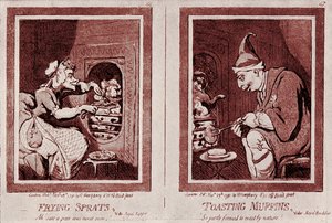 "Maanviljelijä George ja hänen vaimonsa": George III -pilakuva tekijältä James Gillray