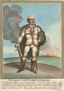 Kenttämarsalkka kreivi Suwarrow-Rominskoy --- tekijältä James Gillray