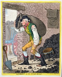 Georgey in the Coal-Hole, julkaissut Hannah Humphrey vuonna 1801 (käsinvärinen etsaus)