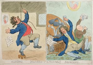 Hanging and Drowning, or Fatal Effects of the French Defeat, julkaisija Hannah Humphrey vuonna 1795 (käsinvärinen etsaus)