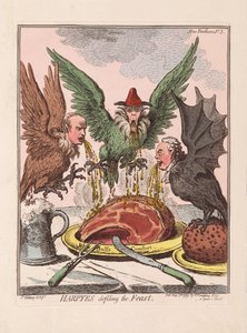 Harpyjat saastuttavat juhlaa, pubi. 1799 (käsinvärinen kaiverrus)