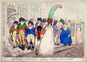 High Change in Bond Street, tai La Politesse du Grande Monde, julkaissut Hannah Humphrey vuonna 1796 (käsinvärinen etsaus)