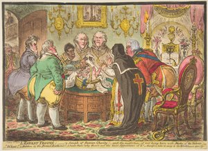 LEnfant Trouvé: - näyte roomalaisesta hyväntekeväisyydestä! - tai syntymättömän epäonni..., 19. toukokuuta 1808. tekijältä James Gillray