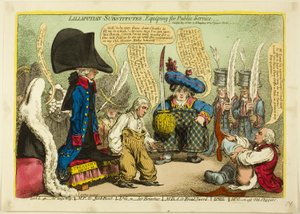 Lilliputin sijaiset, varustautuminen julkiseen palveluun tekijältä James Gillray