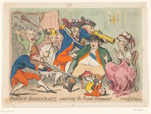 Ludvig XVI ja Marie Antoinette jäivät kiinni lennosta, 1791 Ranskalaiset demokraatit yllättivät Royal Runaways tekijältä James Gillray