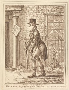 Maecenas, kuvataiteiden edistäjä tekijältä James Gillray