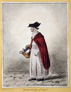 Rouva Rebecca Howse, joka tunnetaan nimellä "Mother Goose of Oxford", julkaisi Hannah Humphrey vuonna 1807 (käsinvärinen etsaus) tekijältä James Gillray