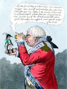 Napoleon ja kuningas George III Gulliverina ja Brobdingnagin kuninkaana, heinäkuu 1803 tekijältä James Gillray