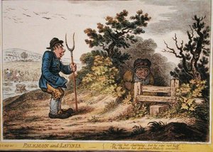 Palemon ja Lavinia, julkaissut Hannah Humphrey vuonna 1805 (käsinvärinen etsaus) tekijältä James Gillray