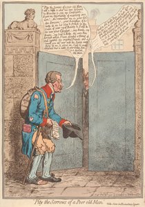 Säälikää köyhän vanhan miehen suruja, katso: Kohtaus Bloomsbury Squarella tekijältä James Gillray