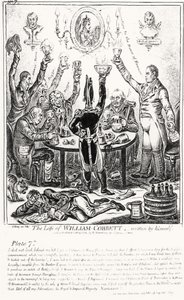 Huonekalut ja erilaiset esineet 1100- ja 1300-luvuilta tekijältä James Gillray