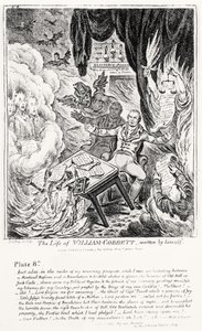 Huonekalut ja erilaiset esineet 1100- ja 1300-luvuilta tekijältä James Gillray