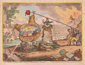 Poliittiset matemaatikot ravistelevat lautaa pohjan puoliskot, pub. 1807 (käsinvärinen kaiverrus)