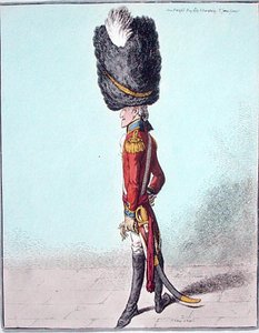Upseerin muotokuva, Hannah Humphreyn vuonna 1800 julkaisema (käsinvärinen etsaus) tekijältä James Gillray