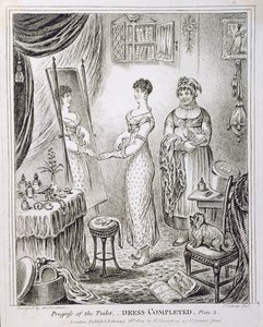 Progress of the Toilet tai Dress Completed, julkaisija Hannah Humphrey vuonna 1810