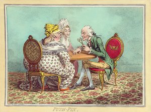 Push-Pin, Hannah Humphreyn julkaisema 1797 (käsin väritetty etsaus).