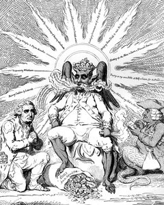 Saatana kaikessa loistossaan..., 1792. tekijältä James Gillray