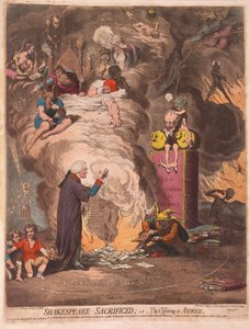 Shakespeare uhrautui tai Ahneuden uhri, pub. 1789 (käsin väritetty kaiverrus).